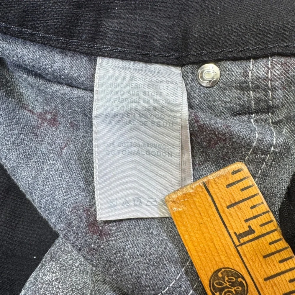 True Religion Black Ricky Straight Jeans Mens‎ Size 36x34 Flap Pockets